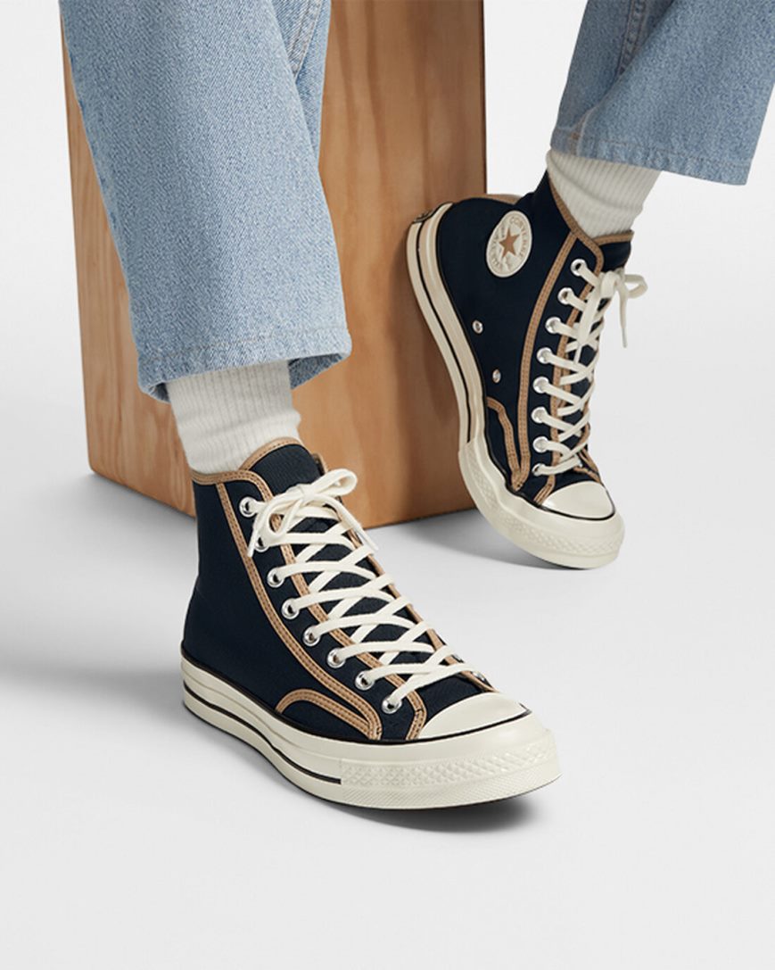 Dámské Boty Vysoké Converse Chuck 70 Heavyweight Platene Černé Hnědožlutý | CZ MQDI29